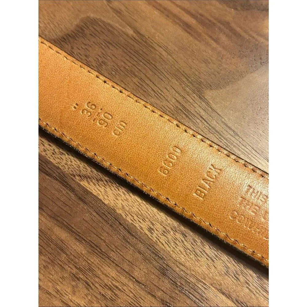 Coach Black Leather Belt with Brass Buckle - 36